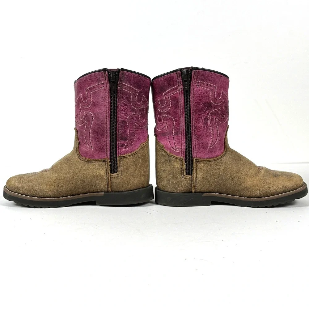 Shyanne Pink Purple Suede Leather Cowboy Boots Side Zip Western Style Girls 9 US